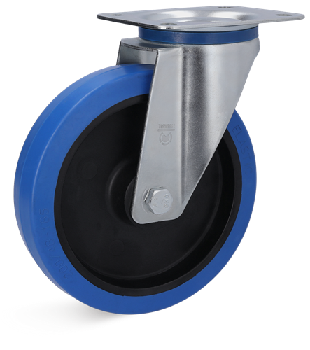 Torwegge roulette pivotante caoutchouc bleu ø80 plastique
