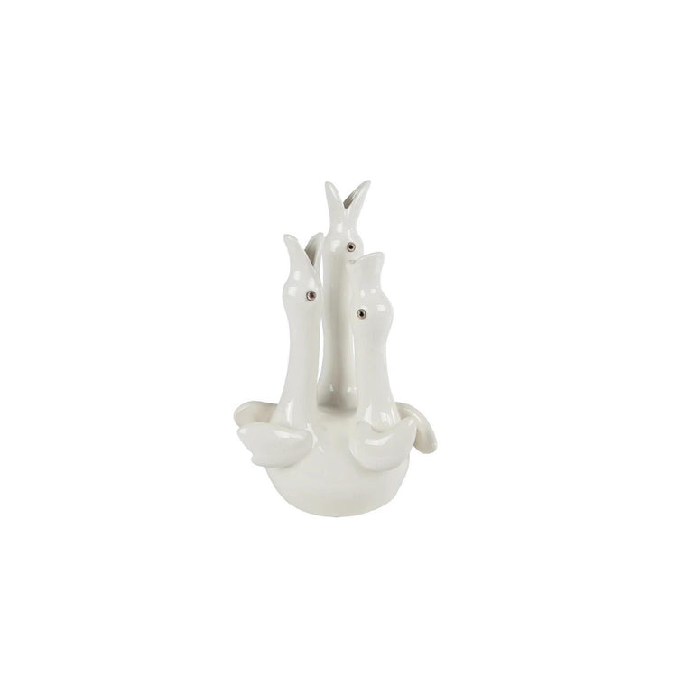 Vase trois cygnes blanc cassé 15,5x13x27,5cm