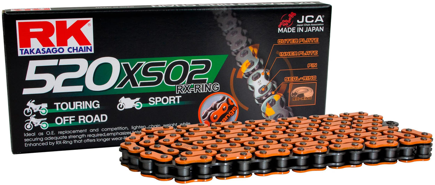 Chaîne RK 520 XSO2 118 C ORANGE GREY OUVERT