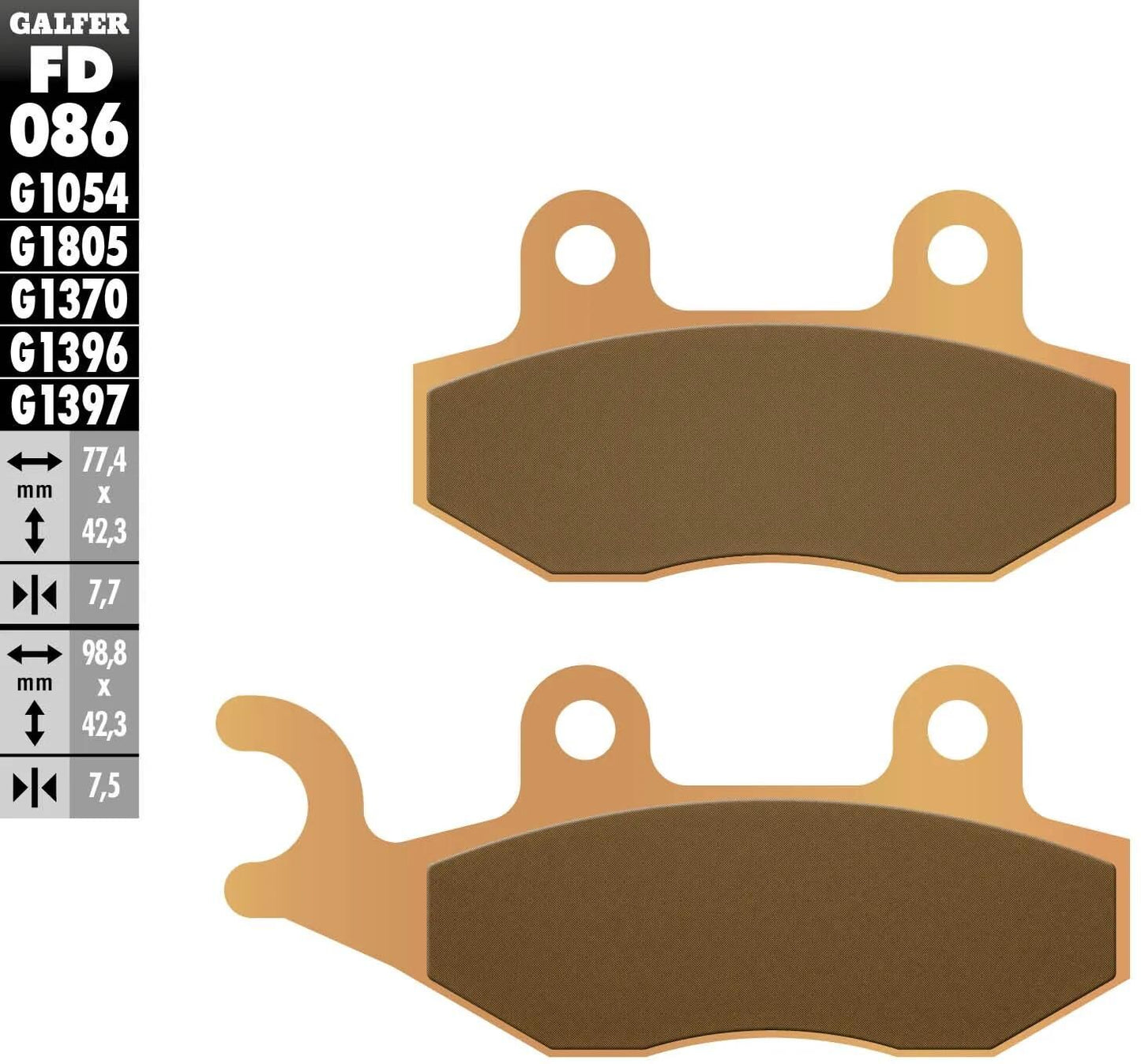 Galfer plaquettes de frein fd086 plaquette de frein fd086 g1396 métal fritté
