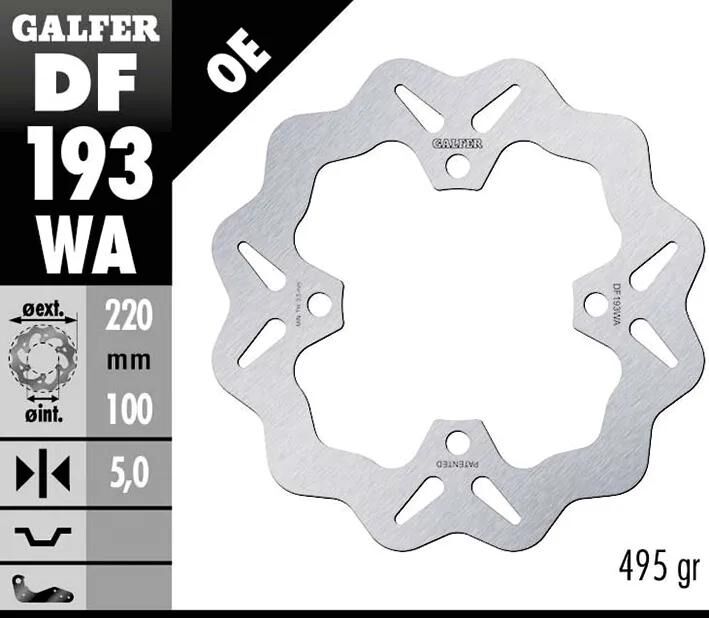 Galfer disque de frein golf df193 rotor df193 type wa rigide