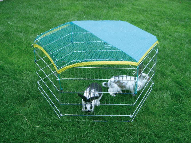 Enclos pour lapins en plein air 6 angulaire avec filet de protection