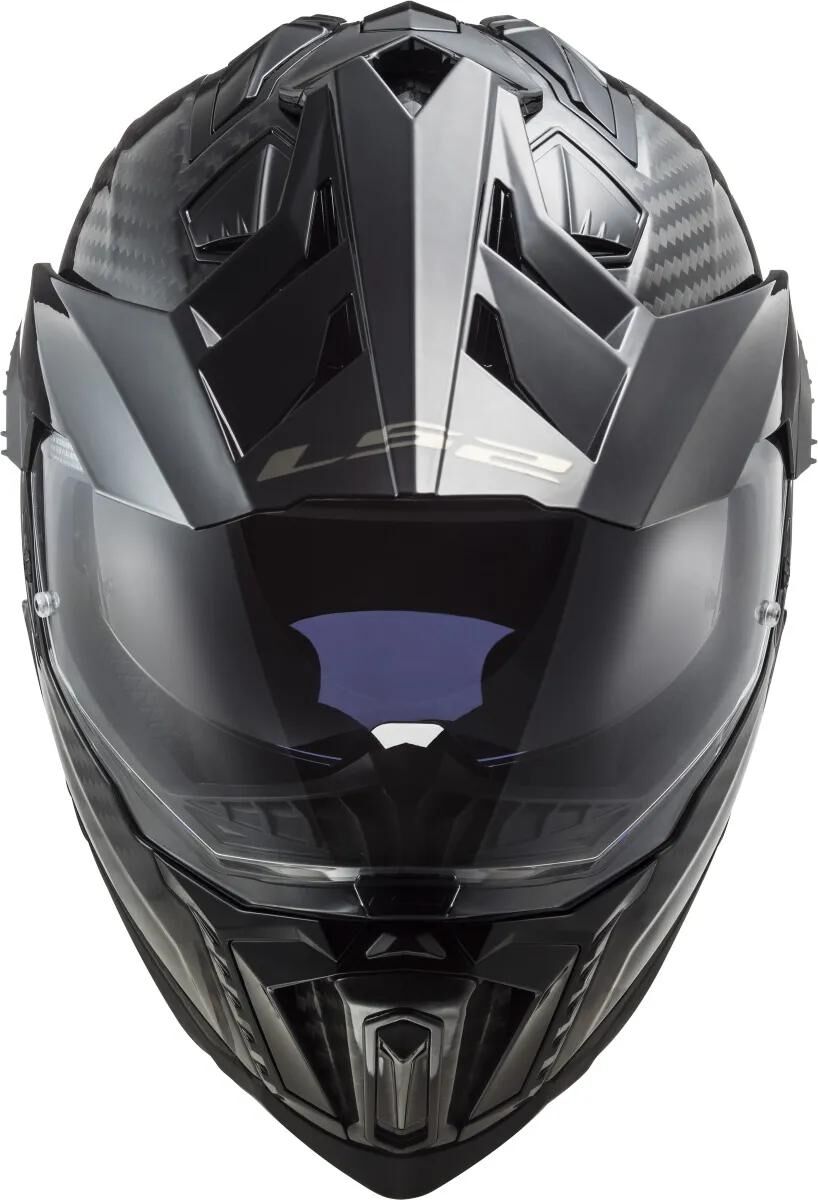 Casque enduro Ls2 mx701 explorer carbon solid, matériau : carbone laqué, casque à double fermeture D mx701 exp.car. noir uni