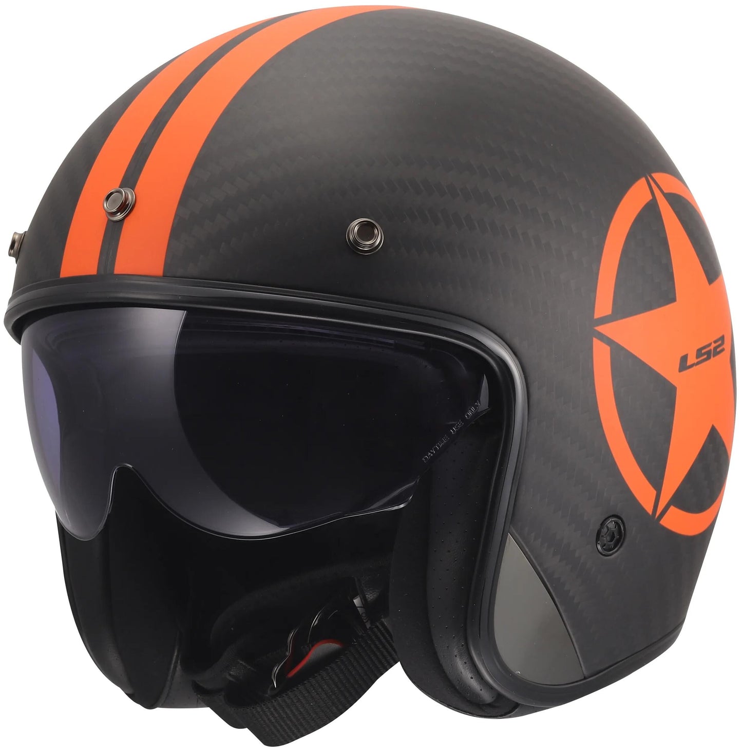 Casque jet Ls2 of601 bob ii carbon star casque of601 bob ii carbon star orange gr. je