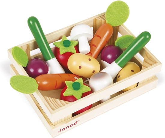 Janod 12 morceaux de légumes en bois en boîte en bois