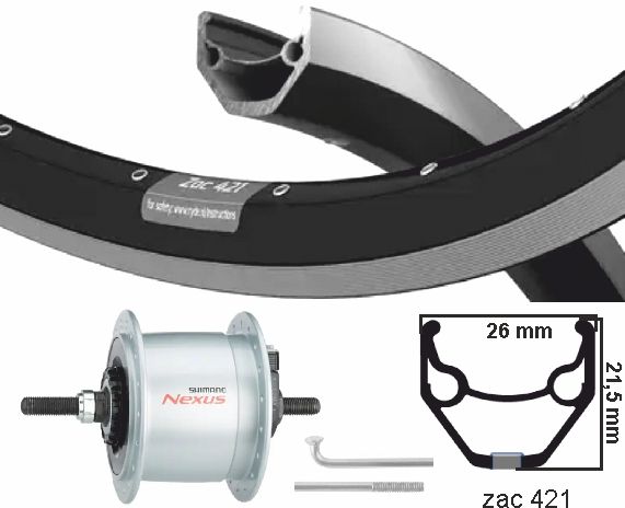 KGS Roue avant 28 pouces (622) ZAC2000 SW Zilv Nafdyn + R.Brake 6V3W Fixed