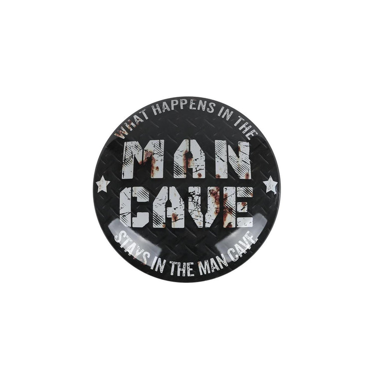 Plaque murale homme des cavernes sphère métal 40x40cm