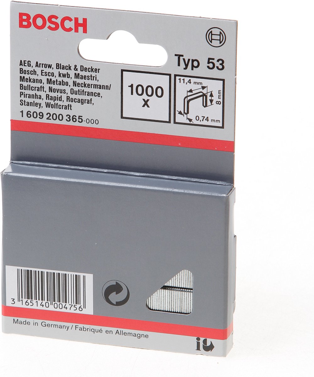 Accessoires Bosch non type 53 11,4 x 0,74 x 8 mm 1000pcs - 1609200365