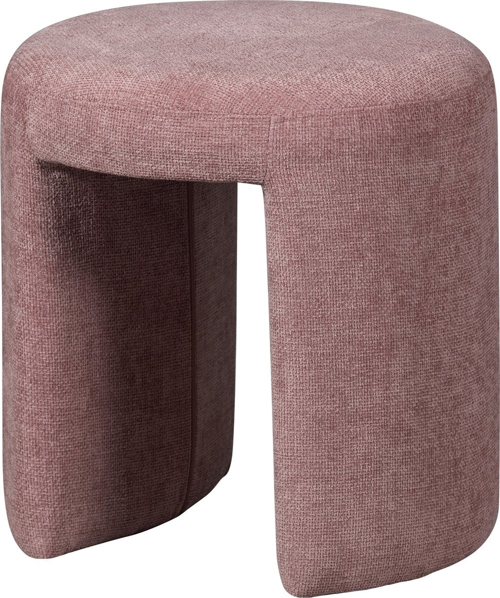 Tabouret Charlie Woood - chenille - blush - 47x45x45