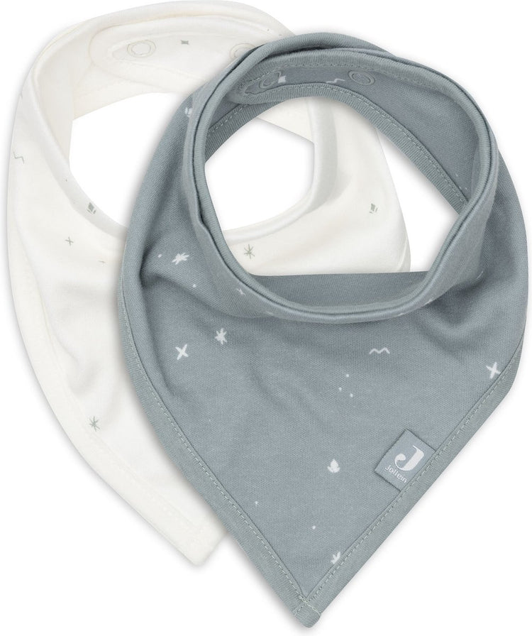 Jollein - bavoir bandana - coton - bavoirs bébé - 2 pièces - vert d'eau scintillant - 2 pièces
