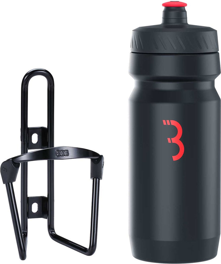 Réservoir de carburant vélo Bbb - porte-bouteille en aluminium avec bouteille - 550 ml - noir rouge - vélo de course VTT - porte-gourde vélo - bbc-03c