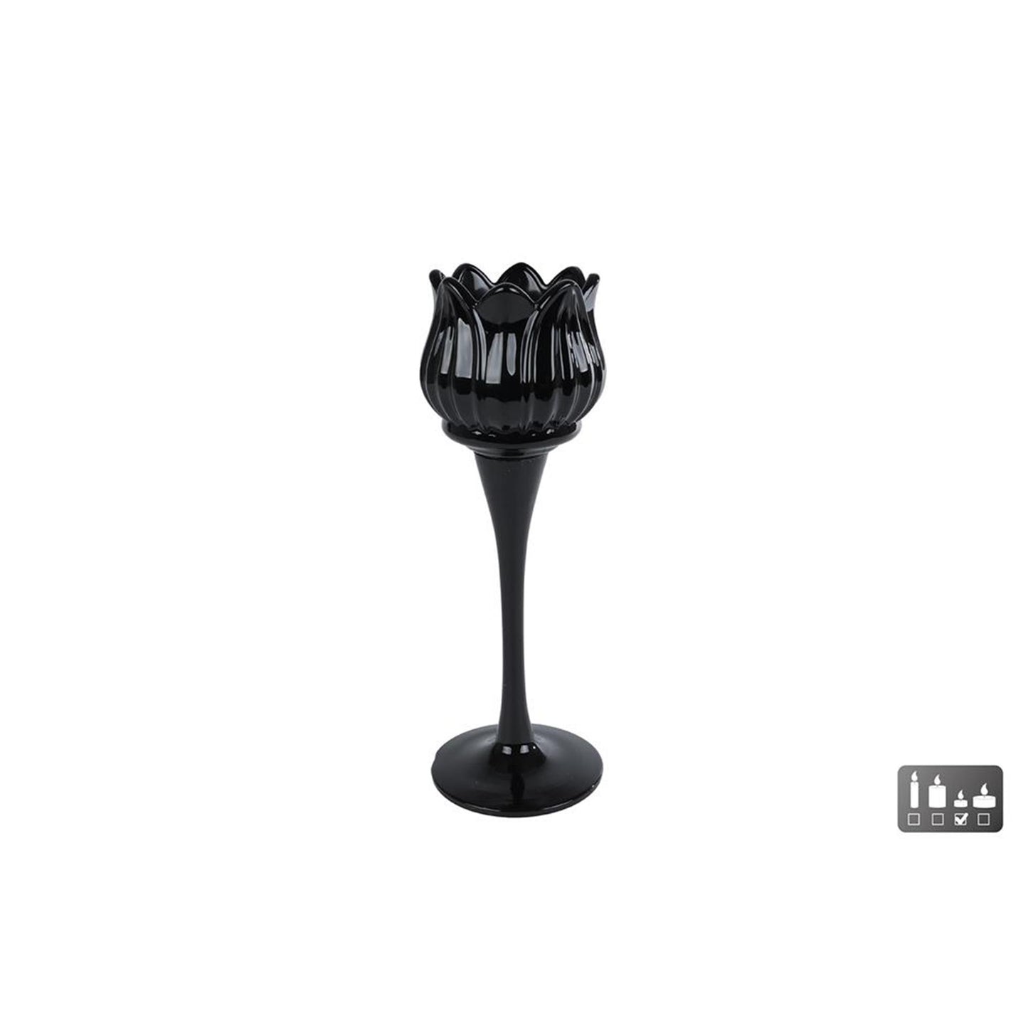 Cosydecor photophore tulipe verre noir 7x7x22cm