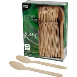 Cuillères papastar bois 15,7 cm marron