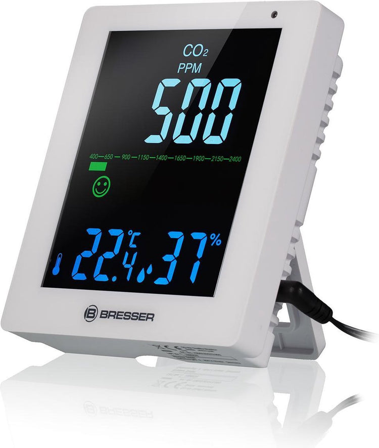 Station météo Bresser compteur co² - moniteur de qualité de l'air - blanc - avec affichage LED