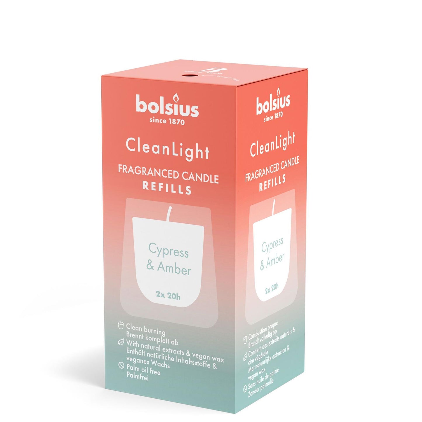 Bolsius Refill Clean Light Pack 2 Cypress Amber