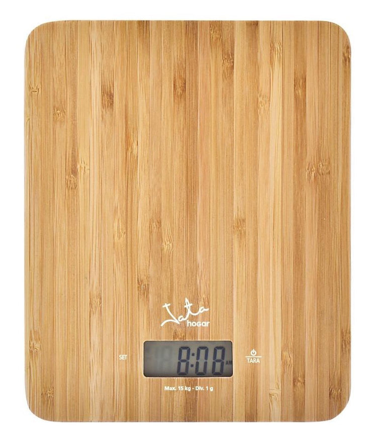 Jata 720 - balance de cuisine en bambou - pèse jusqu'à 15 kg - avec horloge et minuterie