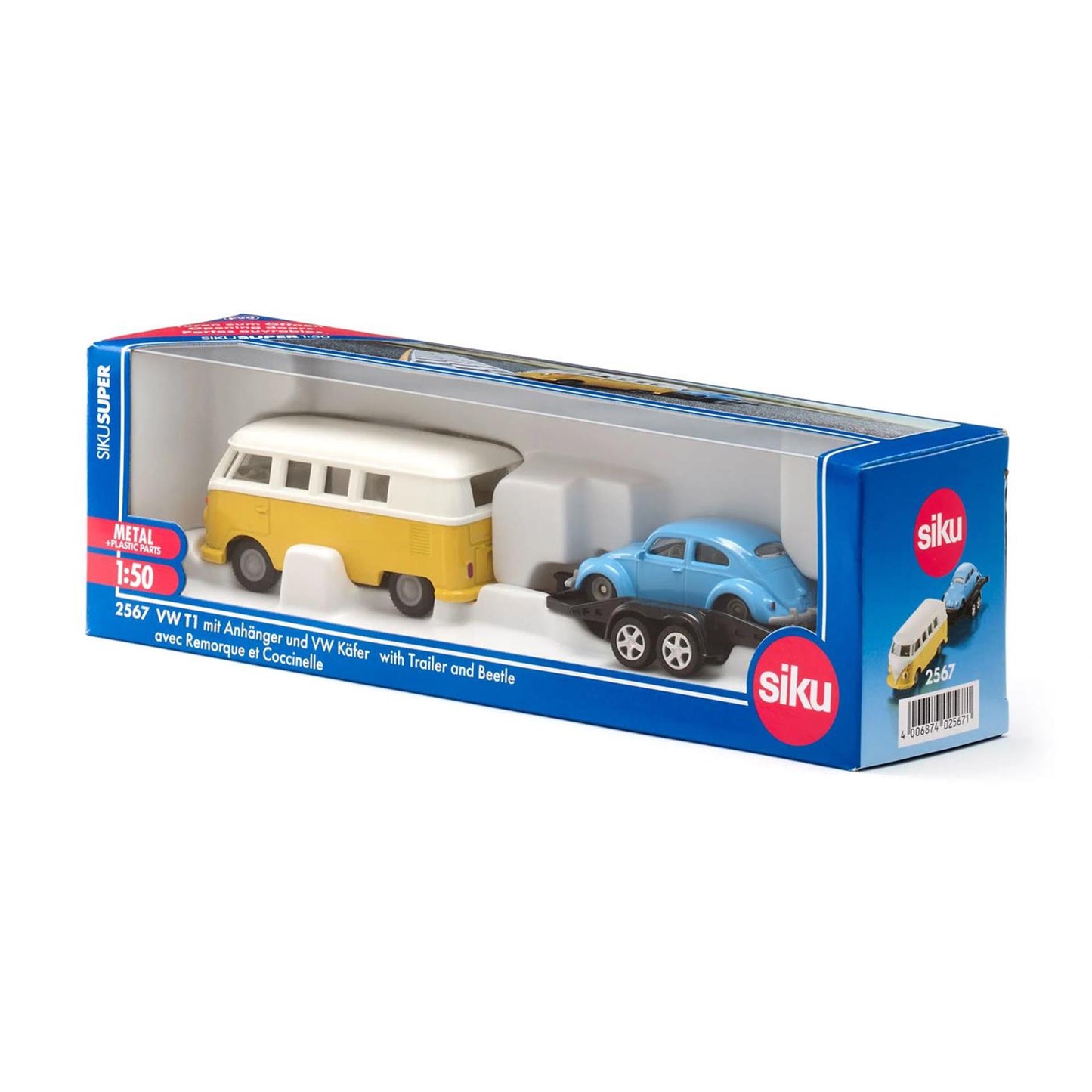 Camping-car Siku VW T1 avec remorque et coccinelle