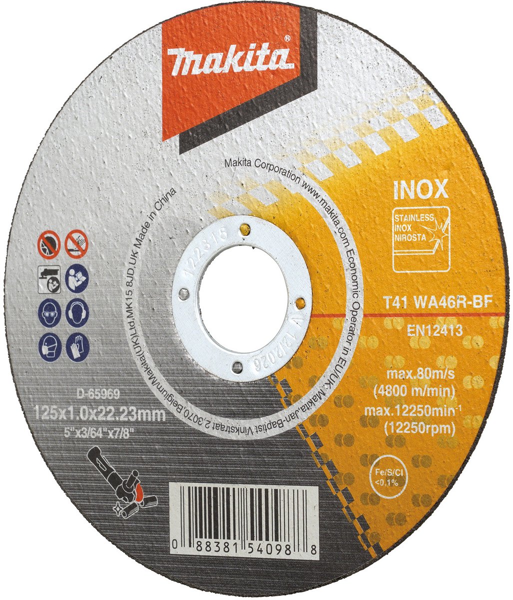 Makita d-65969 disque à tronçonner 125x22,23x1,2mm acier inoxydable