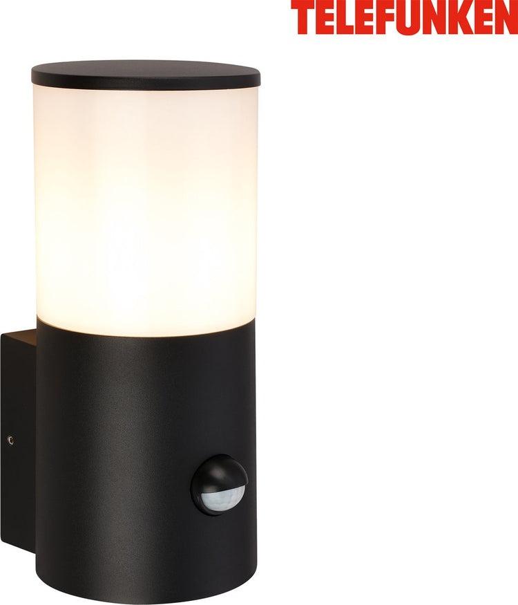 Telefunken - Applique LED - 322305tf - détecteur de mouvement - capteur crépusculaire - IP44 - lampe remplaçable - durée d'éclairage 30 secondes - 24 x 13,5 x 10,5 cm - noir