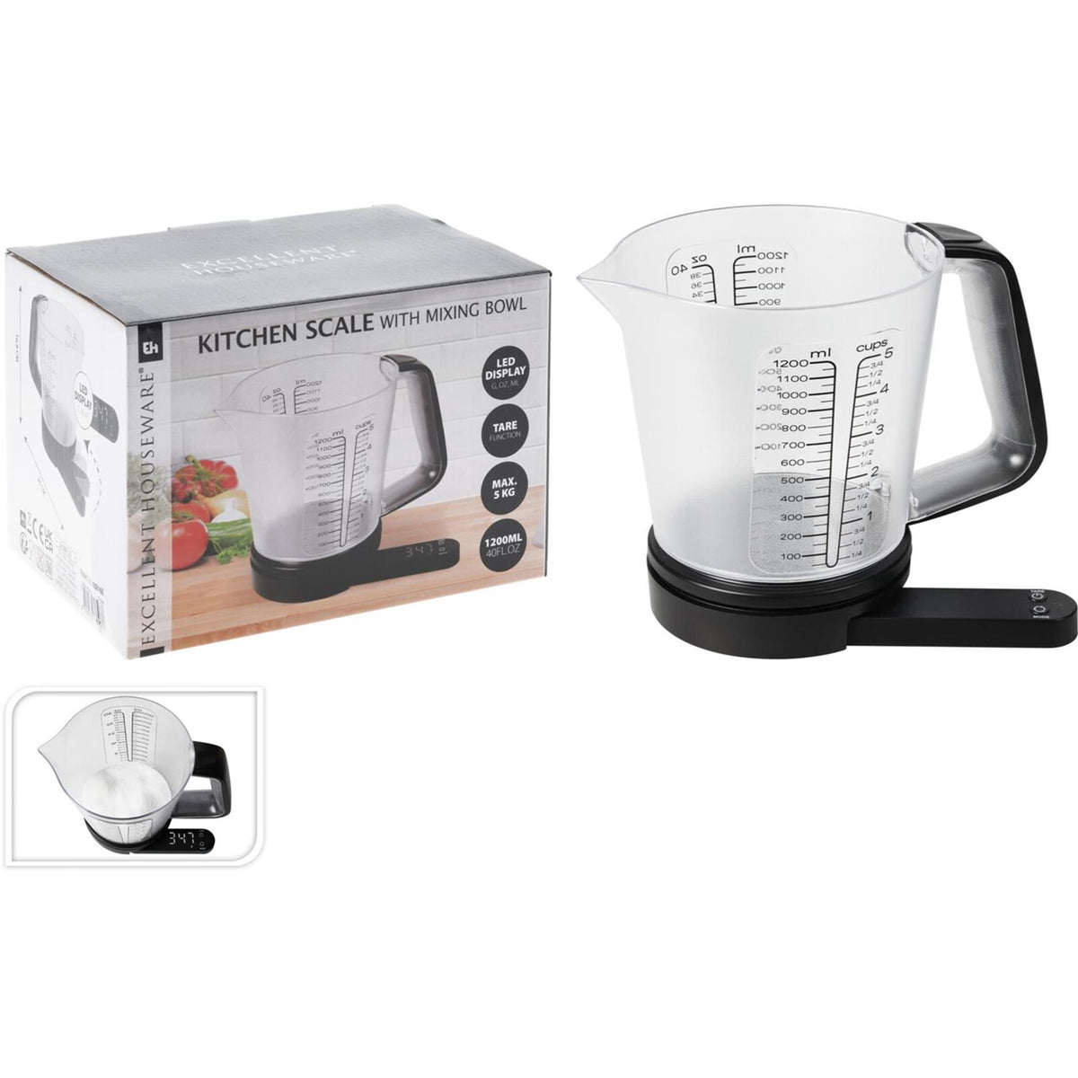 Excellente échelle de cuisine de vaisselle des ustensiles de maison avec tasse de mesure 1200 ml
