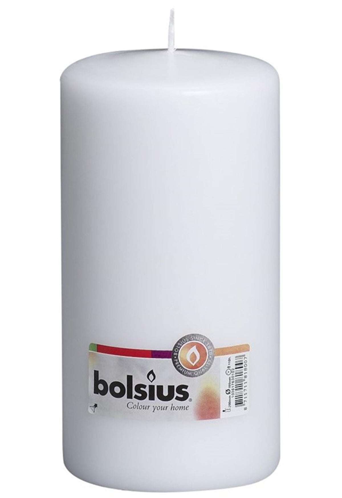 Bougie pilier Bolsius 200 100mm blanc