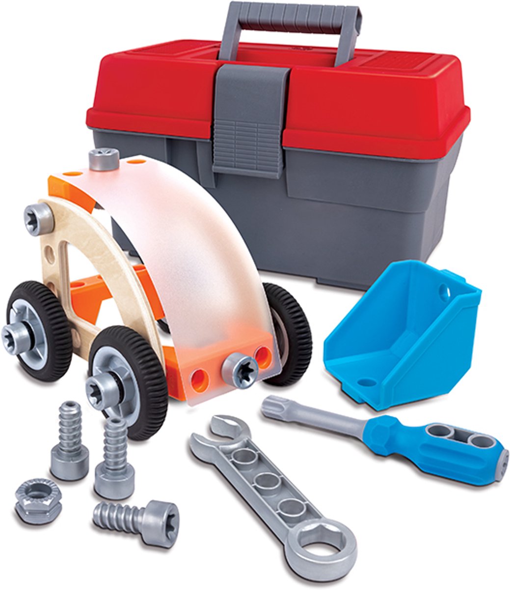 Voitures de construction Hape dans une boîte de rangement - - à partir de 3 ans