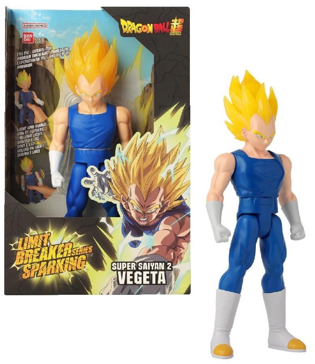Bandai - dragon ball super - figurine géante limit breaker 30 cm - super saiyan 2 vegeta - sous licence officielle - grande figurine son et lumière sparking vegeta - jouet enfant 4 ans et + - 38567