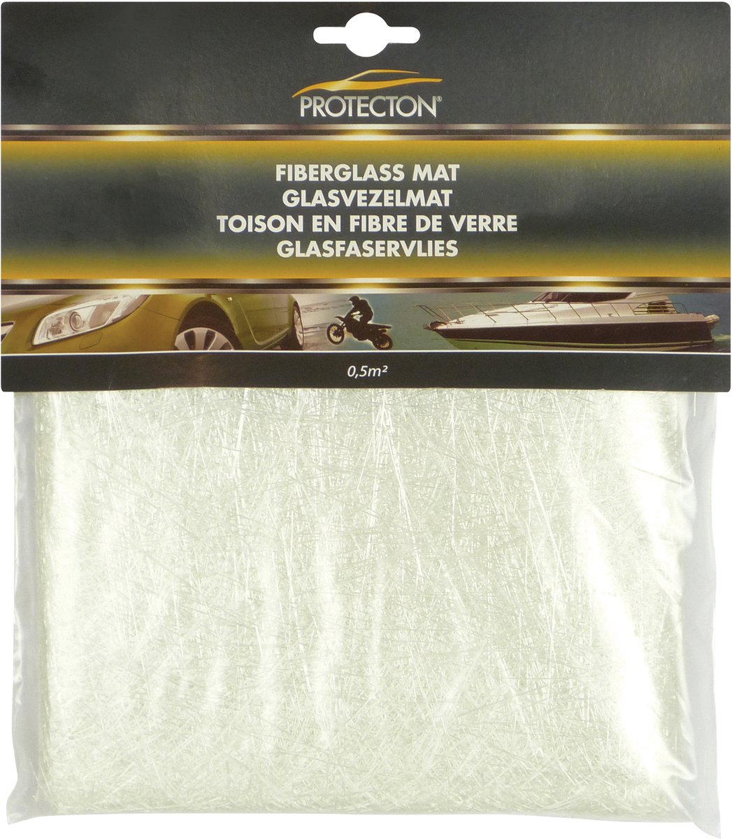 Tapis en fibre de verre Protecton - pour réparer les gros trous et fissures - pour voiture, bateau, caravane et planche de surf - doit être utilisé avec un durcisseur de résine polyester - taille 40x127cm (0,5m²)