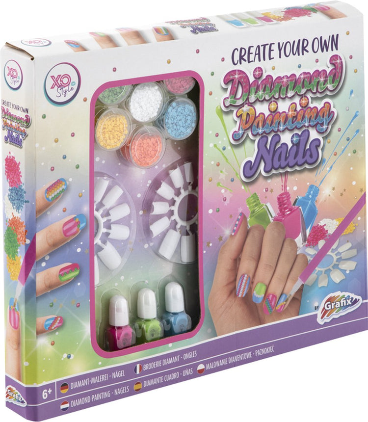 Grafix diamant peinture salon de manucure filles | jouets pour salon de manucure | salon de manucure filles 6+ ans | ensemble de vernis à ongles - vernis à ongles enfants - peinture diamant ongles filles