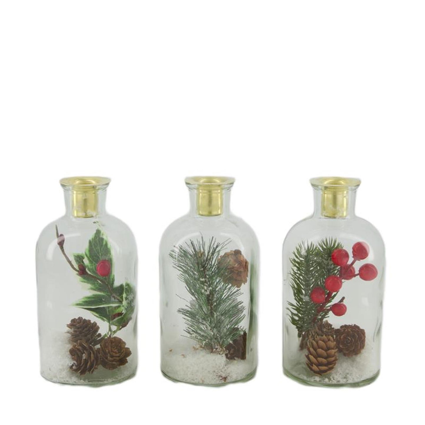 Dijk natural collections bougeoir en verre avec déco de Noël 8x8x16cm