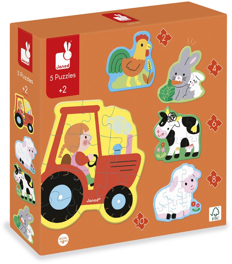 Janod - puzzle - ferme - 2, 4, 6, 8 et 10 pièces
