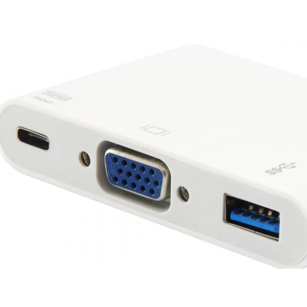 Équipement équipé 133462 USB Type C à VGA Femme USB A adaptateur PD féminin, 1080p, 15cm, blanc