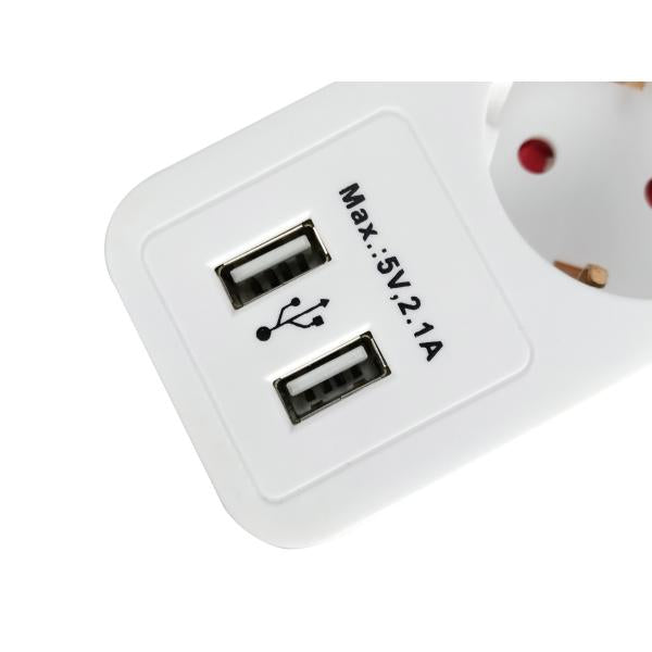 Équipez l'équipement 245554, bande de 5 sorties avec 2x USB, 5x prise (s) à l'intérieur, type F, 1,5 mm², 1,8 m