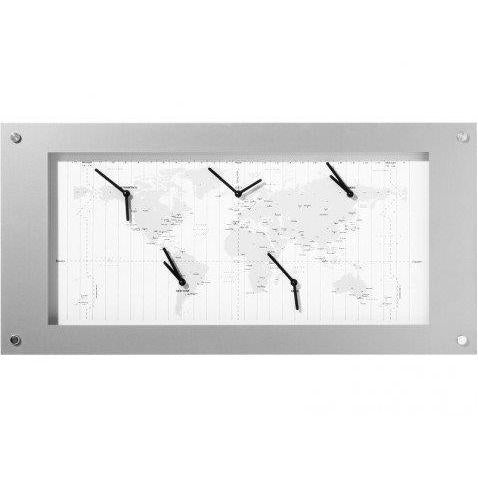 Nextime Nextime Clok B1009065 Fuseau horaire, 39x90 cm, argent blanc