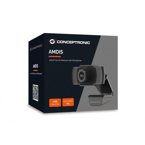 Conceptronic concepttronic AMDIS01b Full HD webcam avec microphone, USB, 2 MP, 1920 x 1080p 30 ips, H.264, 90 °