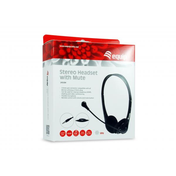 Équipement Casque à 245304 Casque stéréo avec muet, casque, bande de tête, centre d'appels de bureau, noir, binaural, 1.8
