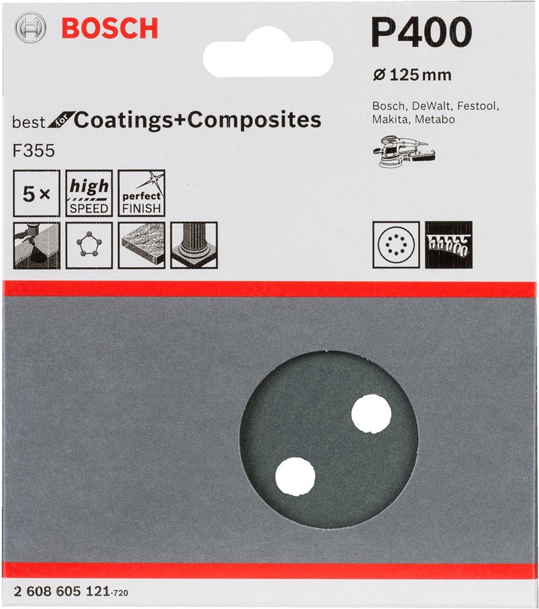 Feuille abrasive Bosch 5 ø125 meilleurs revêtements 8 400