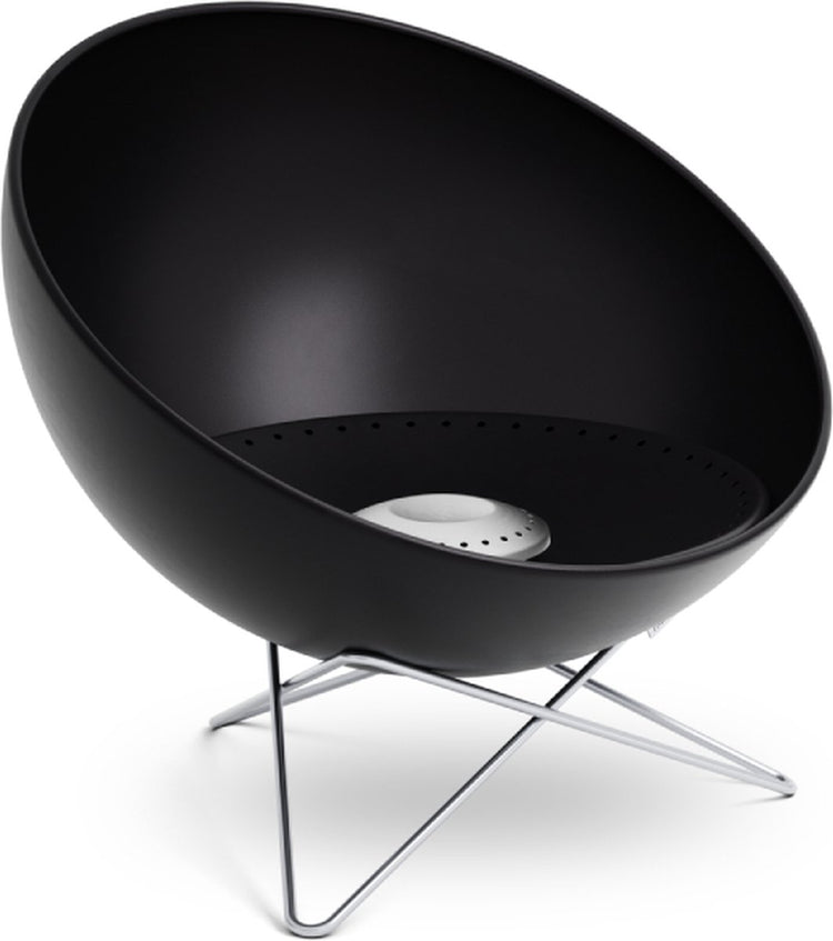 Höfats Bowl Brasero 57 combustion à faible fumée, brasero inclinable en acier émaillé, noir, brasero avec plaque de cuisson pour plancha et grille en option