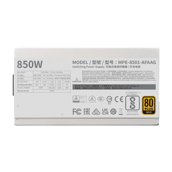 Refroidisseur maître refroidisseur MPE-8501-Aake-3G MWE GOLD V2 EU, 850W, ATX3.0, 12VHPWR, = 90%, 120 mm, blanc