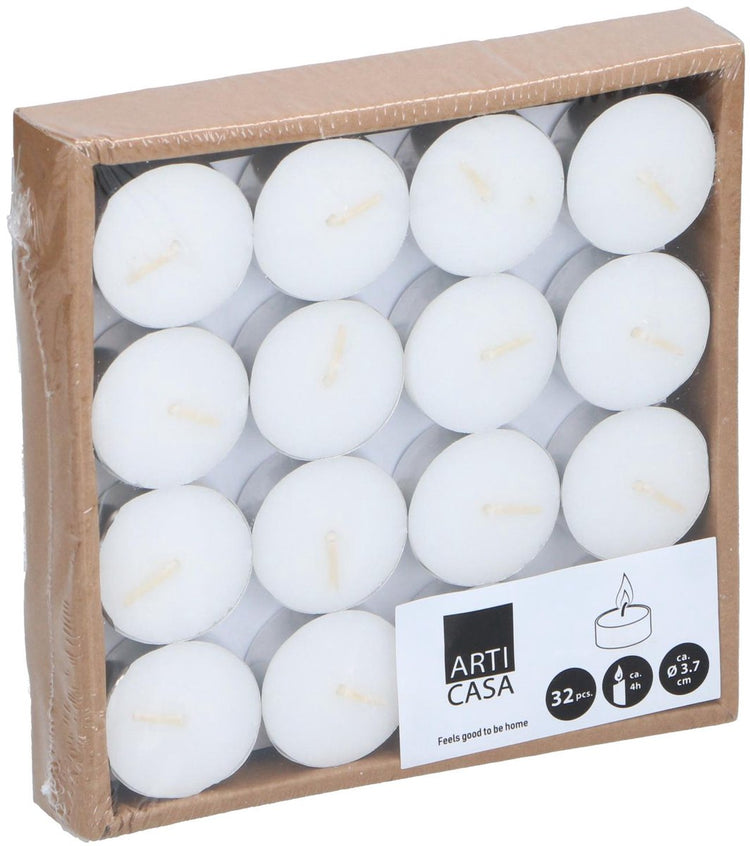 Arti casa bougies chauffe-plat 32 pièces - bougies chauffe-plat blanches avec 4 heures de combustion - bougies chauffe-plat ø3,7 cm - set de bougies pour la décoration et l'usage quotidien