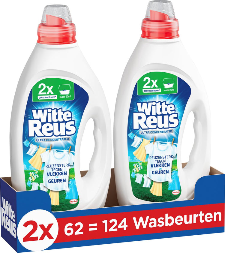 Détergent à lessive en gel ultra concentré White Giant | 2 x 62 lavages | 124 lavages | emballage de valeur