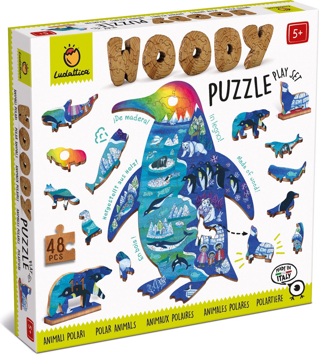 Puzzle en bois Ludattica - animaux polaires.