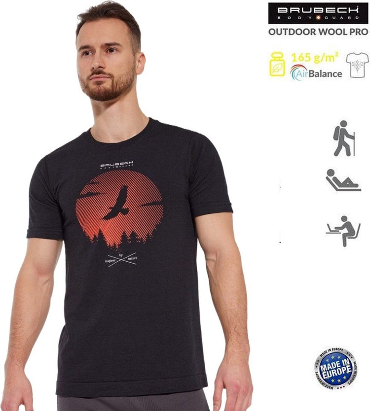 Brubeck Chemise professionnelle en laine d'extérieur pour hommes - mélange de laine mérinos - légère et respirante à séchage rapide - pour la randonnée - noir - xl