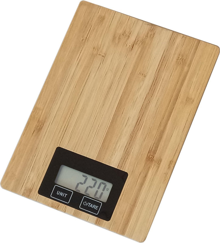 Balance de cuisine numérique Platinet Omega Omega - incl. piles - jusqu'à 5 kg - balance de cuisine de précision - écran LCD - bambou