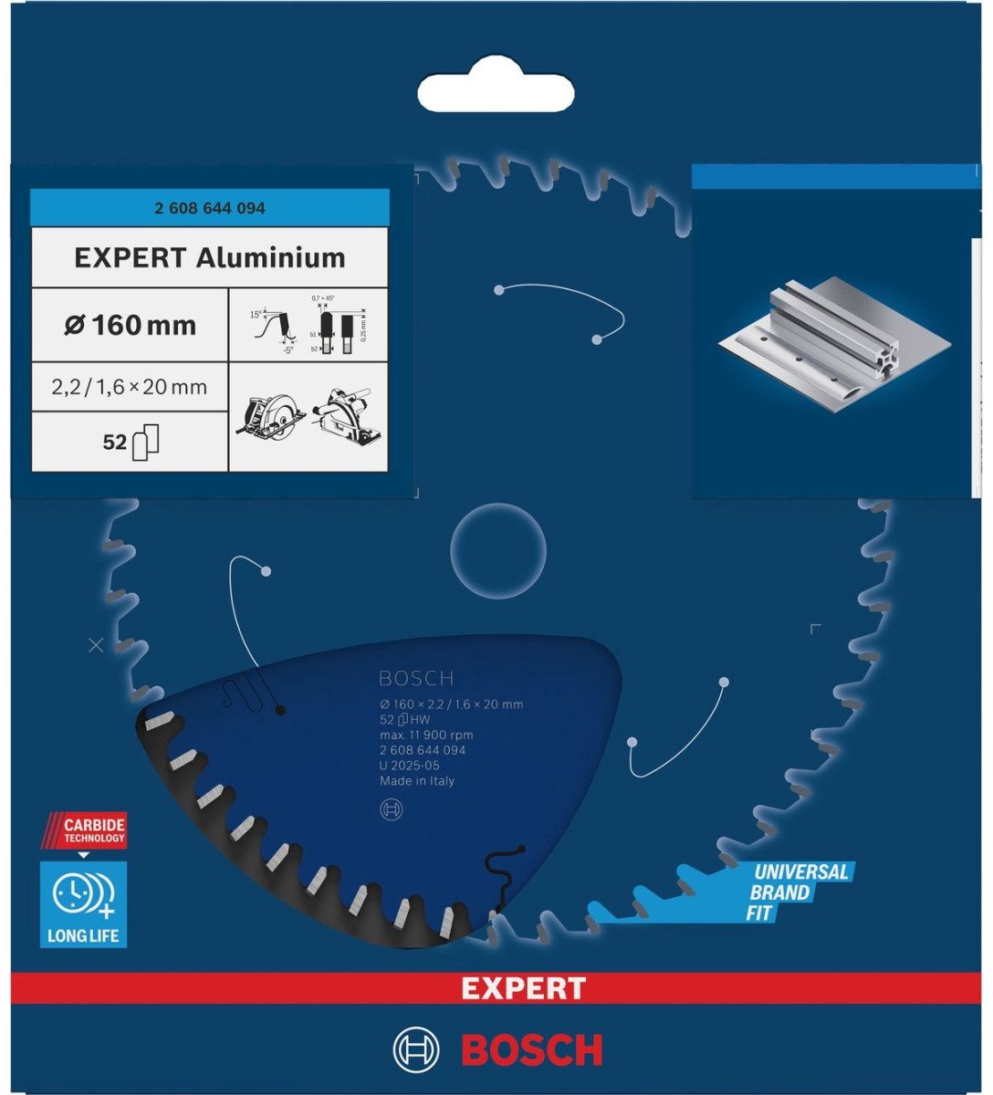 Bosch 2608644094 lame de scie circulaire expert aluminium 160x20 - 52 dents