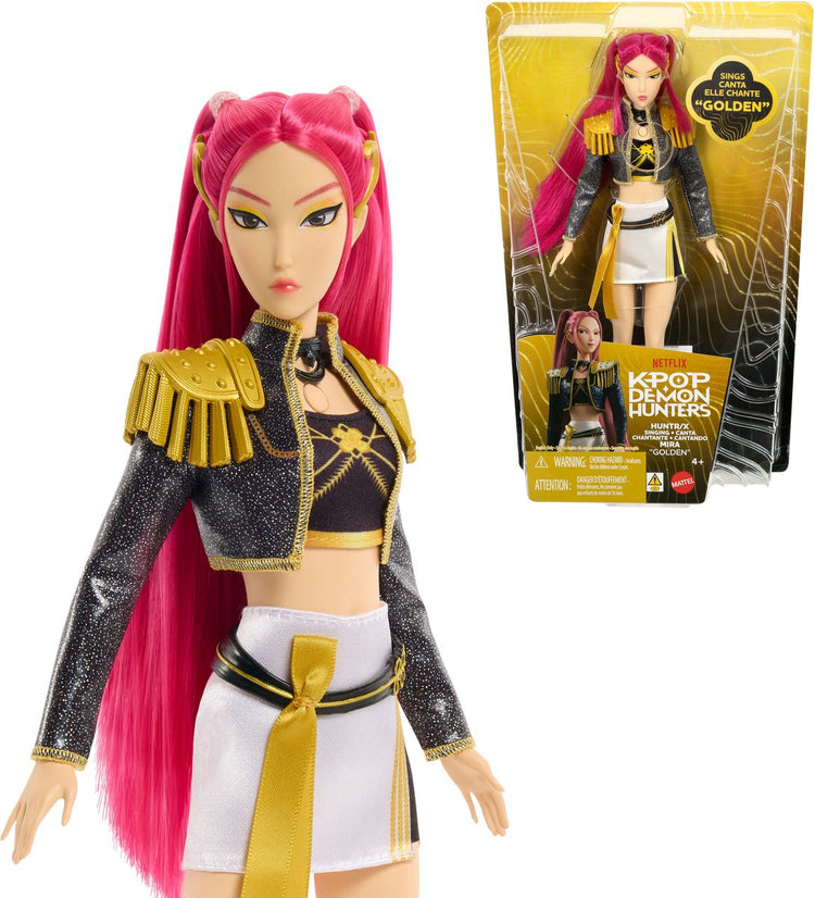 Mattel kpop chasseurs de démons huntr x mira poupée chantante « dorée » en tenue