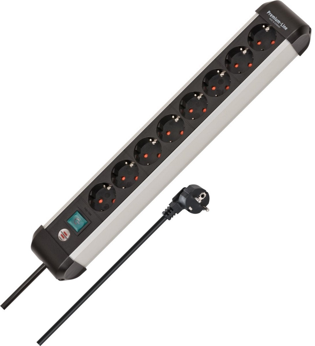 Prise Brennerstuhl premium-alu-line avec interrupteur 8 voies 3m h05vv-f 3g1.5
