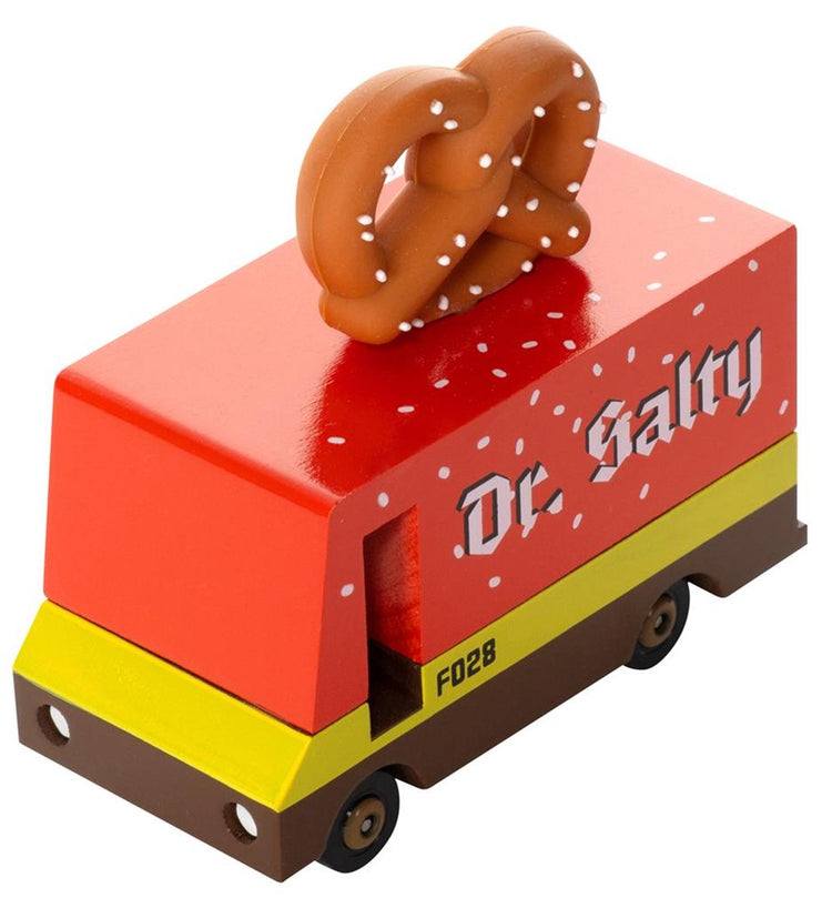 Candylab jouets camionnettes candycar : fourgon bretzel - dr. salé (f028) 8,4x4,1x6,5 cm, bois moulé sous pression, dans une boîte cadeau, 3+