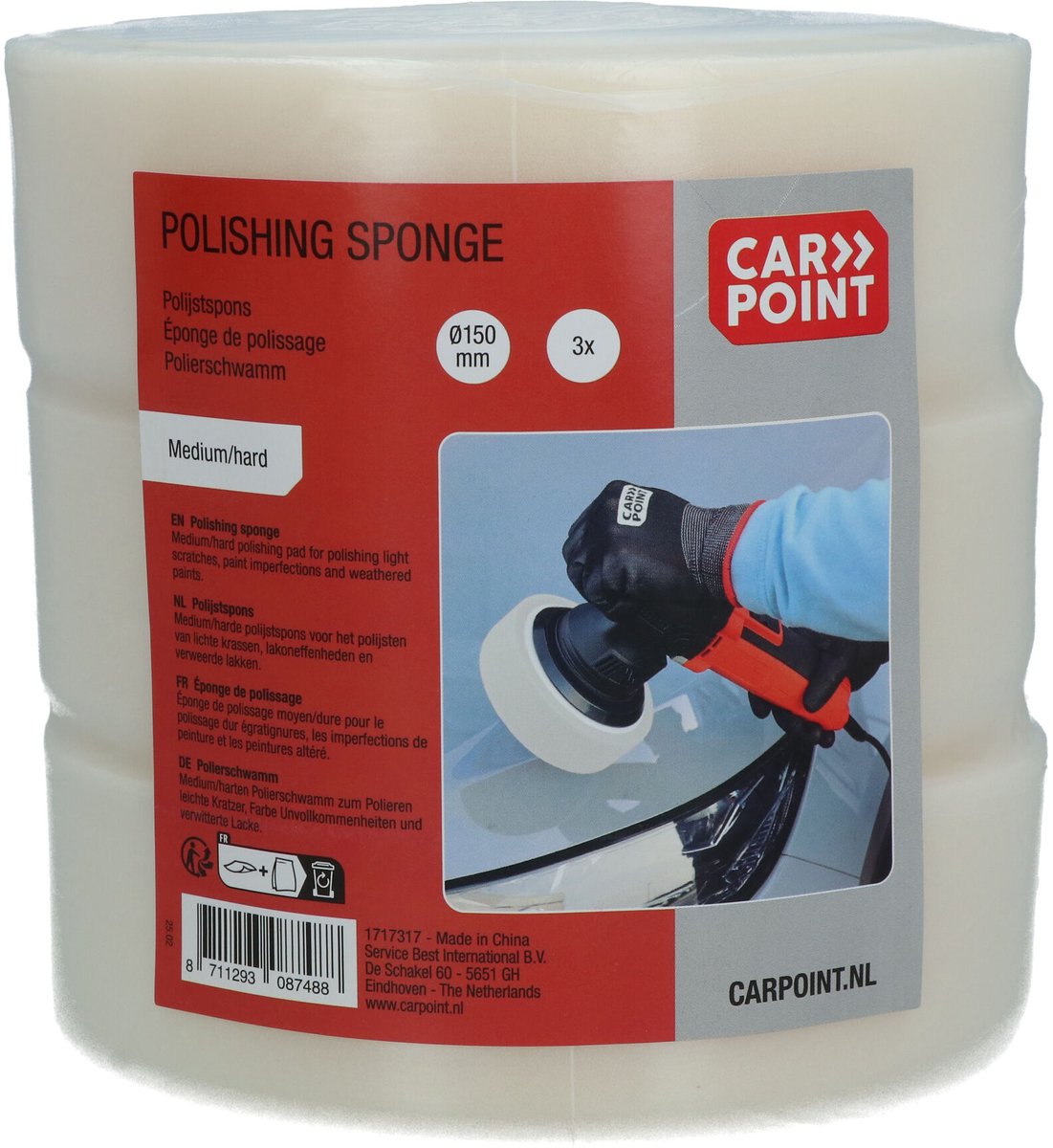 Éponge de polissage Carpoint, moyenne, blanche, 3 pièces