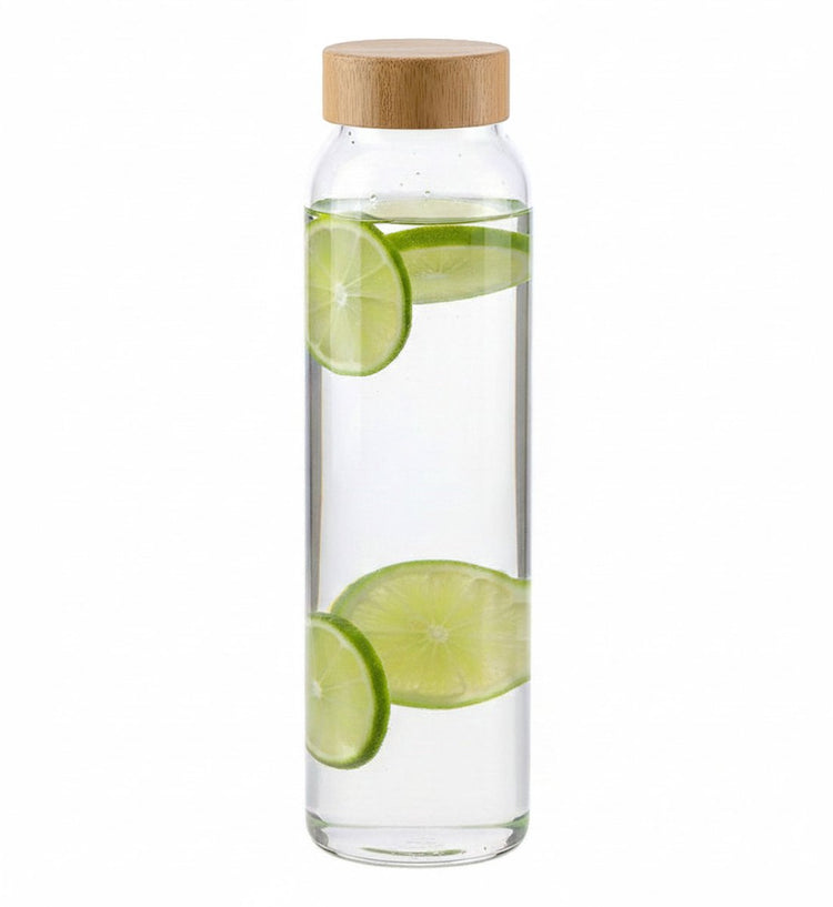 Gourde en verre Alpina Gourde de sport - transparente - avec bouchon en bambou - 1000 ml